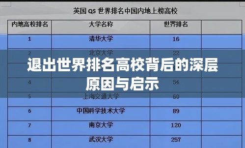 退出世界排名高校背后的深层原因与启示