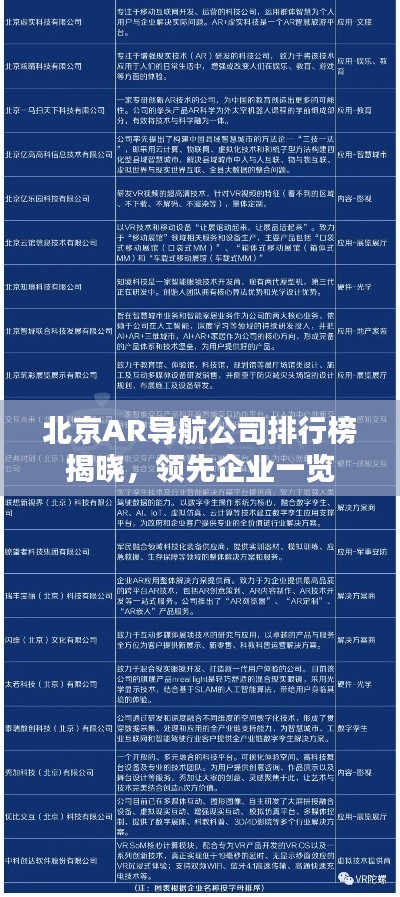 北京AR导航公司排行榜揭晓，领先企业一览