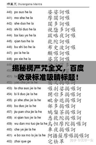 揭秘楞严咒全文，百度收录标准吸睛标题！