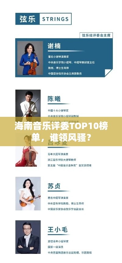 海南音乐评委TOP10榜单，谁领风骚？