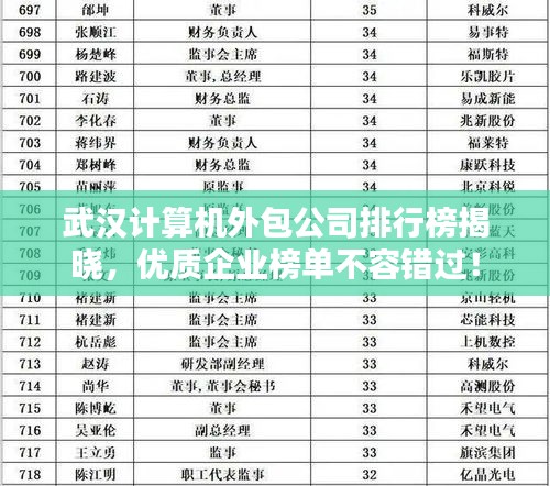 武汉计算机外包公司排行榜揭晓，优质企业榜单不容错过！