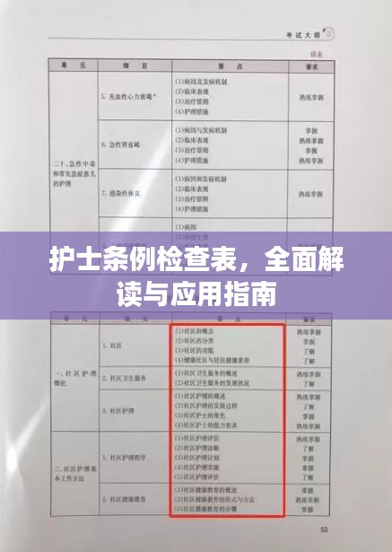 护士条例检查表，全面解读与应用指南